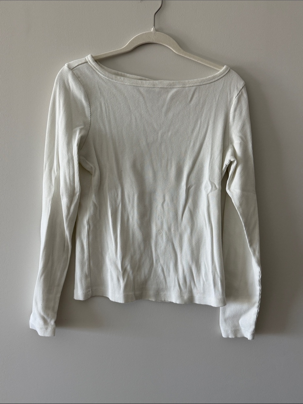Women's Long-Sleeve Ribbed Tee in White
